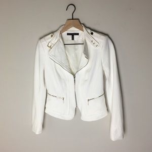 WHBM White Zippered Blazer Jacket